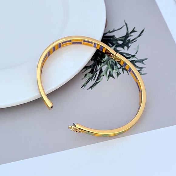 Tory Burch Gold Bracelet with Green and Blue Enamel - Picture 3 of 5
